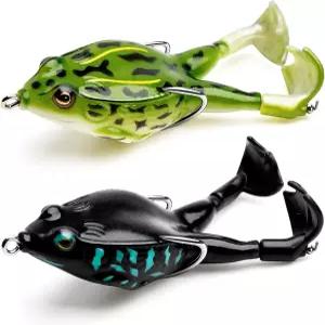 탑워터 개구리 루어 농어 낚시 키트 세트 현실적인 소품 부드러운 수영 미끼와 민물 소금물을 위한 잡초