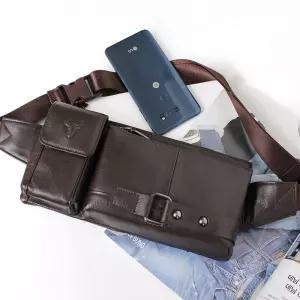 3014 블루마운트 천연소가죽 남성 힙색 메신져백허리쌕 힙쌕 슬링 여행용쌕 크로스 미니