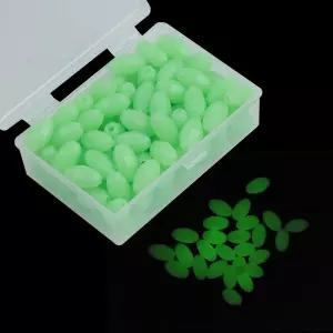 AGOOL 글로우 낚시 구슬 소금물 100/200개 야광 단단한 플라스틱 인 더 다크 비드 물고기 유인 지그 도구