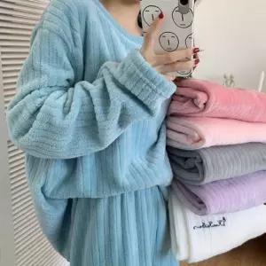 기모 수면 잠옷 세트 5color 골지 겨울 극세사 밍크 파자마 홈웨어 웨어 부드러운 사랑스런 귀여운