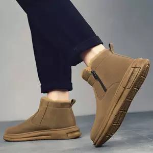 남성 3컬러 방한 스웨이드 지퍼 앵클 기모 부츠 남자 패션 퍼부츠