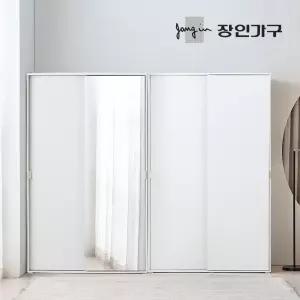 코라 2400 슬라이딩 옷장 세트 1200 거울옷장 (선반형)+1200 (선반형)