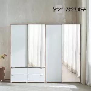코라 2400 슬라이딩 옷장 세트 1200 거울 서랍옷장 (행거형)+1200 거울옷장 (선