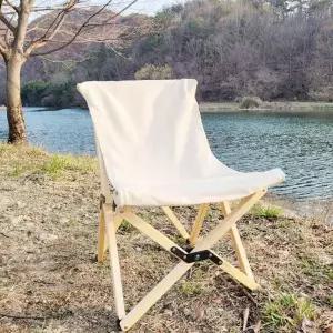 TBZ TN 캠핑 원목 우드 로우체어(아이보리)