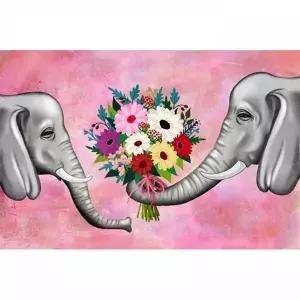TBZ 연인 코끼리 (패브릭형) 보석십자수 40x60
