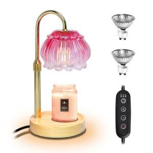 타이머가 있는 하이돌량 캔들 워머 램프 - 높이 조절 가능하고 계단식 디밍이 가능하며, 여성/엄마, 꽃을 위한 생일 선물 독특한 홈 데코 룸 필수품 (핑크)