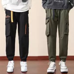 힙한 스트릿 스타일 남자 카고 스트랩 조거 팬츠의류 면바지 고스 고바지