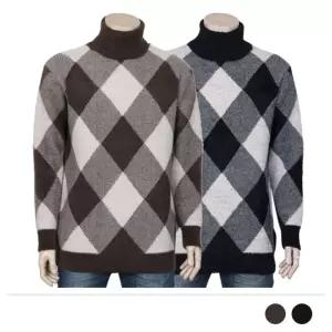 MNT21005 토미즈 체크 폴라 니트터틀넥 니트티 남자겨울
