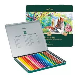 지우개로 지워지는 색연필 24 틴케이스화방용품 세트 미술 드로잉 준비물 채용품 일반