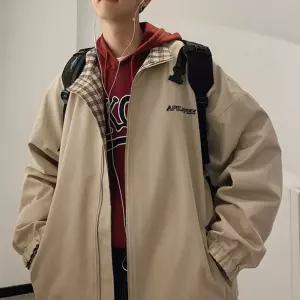 점퍼 남성 체크 리버서블 간절기 루즈핏 긴팔 집업가을 남자아우터 잠바 양털후드 루종 바람막이 아노락 롱