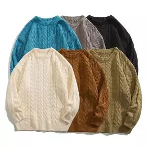 라운드넥 꽈배기 니트 남성티셔츠 3계절 오버핏 커플룩 시밀러 데이트 데일리 베이직 남자