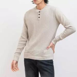 남자 헨리넥 니트티 단추 포인트 캐주얼 데이트룩터틀 니트 브이 카라 남성반목폴라 폴라 배색 반집업 오버