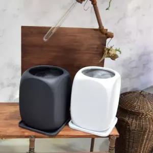 모던 수지 마블 라운드큐브 화분 21x21x30cm가정용 식물 꽃화분 키우기 인테리어 실내 취미생활 실내용 정