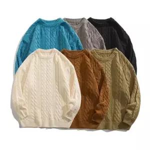 남성 라운드넥 꽈배기 니트 풀오버 커플 핏오버 봄니트 얇은 여성 상의 시밀러룩 커플룩