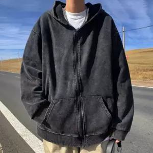 남성 블랙 빈티지 디자인 시크 오버핏 진데님 집업남자후드 자켓 기본 님자캐주얼 가을 겨울 간절기 집업