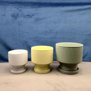 모던 도기 화분 콤포트 엣지 세로줄 21x22cm 감성 심플 선물 선물용 예쁜 도자기 인테리어 심플한 깔끔한