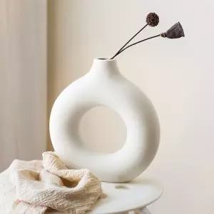 루미 도자기 인테리어 꽃병 베이지 화병 꽂이 오브제 세라믹