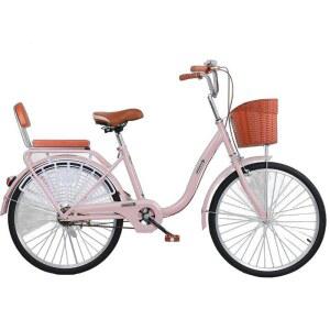 클래식 로드자전거 바구니 여성용 경량자전거 여성 입문용 속도 단일 등하교 핑크 경량 출퇴근용 22인치