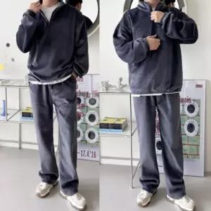 데일리 기모안감 남자 반집업 골덴 와이드 상하세트 바지 남성의류 코듀로이 트레이닝