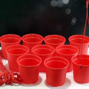 국내산 칼라걸이화분 (빨강14호10개 세트)걸이 장식용 인테리어 형화분 플라워 거는 가벼운 플라스틱 꽃화