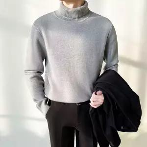 남성 깔끔한 무지 디자인 클래식 스타일 니트 터틀넥스웨터 면목폴라티검정라 겨울용 남자라 쇼핑몰 스판기