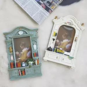 앤틱 장식 액자 (그린 아이보리)용 인테리어 엔틱 테이블 선반 사진 포토