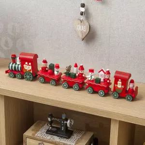 PrimeBulk 클래식 성탄 크리스마스 원목 기차(5칸)장식품 선물 소품 용품 데코 트리 파티 눈사람 용사람