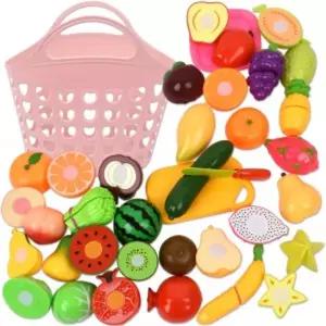 또래 과일 썰기 소꿉놀이 세트+하트바구니 음식 야채 모형 주방 싹뚝 자르기 소품장난감 여아 역할