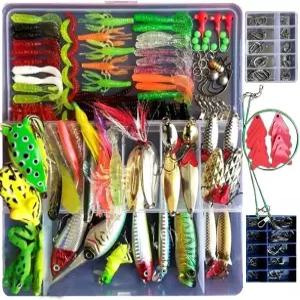 웜 배스 낚시 미끼 275종 세트 다양한 벌레 단단하고 부드러운 크랭크베이트 미노우 개구리 VIB 지그헤드