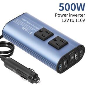 500W DC 12V ~ 110V AC 자동차 인버터 변환기 미국 표준 소켓이 자동 변압기 멀티 USB