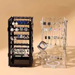 360도 회전 쥬얼리 보관함 악세사리 진열대 받침대 거치대 아크릴전시대 귀걸이 주디스플레이 정리함 악세