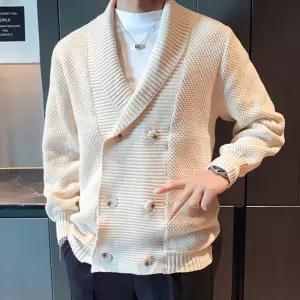 남성 2컬러 가을 카라버튼 가디건댄디룩 데이트 남친 남자 오버핏 오버 니트 아우터 패션 데일리 데일리아