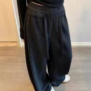 바이브모션 프리미엄 기모 와이드 두꺼운 스트링 팬츠겨울 골덴 밴딩 코듀로이 주름