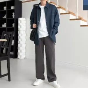 GQQ SF1049M 남자 오버핏 데님 셔츠 청남방 청남 남성