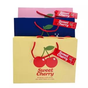귀여운 체리 종이 쇼핑백-소 10매 세트 예쁜 선물 포장 가방인쇄 종이백 봉투 맞춤 무지백 선물백 인백