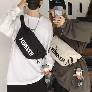 포에버 레터링 남녀공용 캐주얼 힙색 크로스백 커플가방 크로스 여행