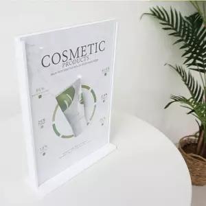 T자형꽂이 A4 (흰색 사각) 양면사용 홍보물 안내표시메뉴판 스탠드 아크릴 POP 테이블 안내판 안내문 가격