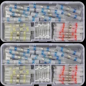 50pcs 열 수축 솔더 슬리브 와이어 압착 버트 터미널 커넥터 상자 방수 튜브 케이블