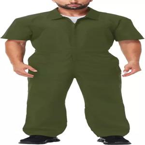 AOBUT 남성 할로윈 메카닉 점프수트 반팔 지퍼 솔리드 컬러 커버