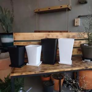 모던 도기 사각 사다리형 화분 C0105 16x16x25cm 흙화분 예쁜 수공예 감성 네모 미니 토기