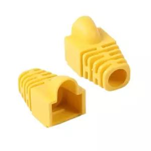 RJ 45 CAT.6 통부트 7파이 옐로우 100개케이블보호 연결부분 랜커버 랜통 보호용 부트 케이블