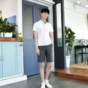 교복몰 빅사이즈 쿨론 화이트 남자 카라티 남성교복 학생복 코스튬 테마 플레이 의상 반팔 흰색 큰반팔