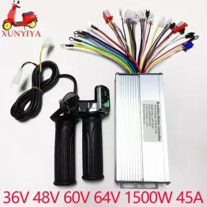 36V 48V 60V 64V 1500W 45A 브러시리스 모터 컨트롤러 LCD 전원 디스플레이 잠금 스로틀 키트 전기 자전거