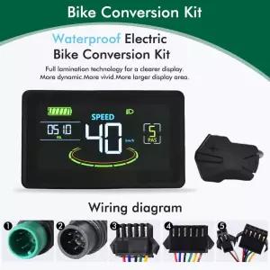 UART2 H6C 전기 자전거 다채로운 LCD 디스플레이 미터 24V-60V SM/방수 연결 플러그 USB Ebike 지능형