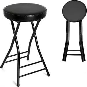 푸클라인 접이식 바 의자 24인치 높이 카운터 쿠션 가죽 패딩 휴대용 주방 아일랜드 정원 캠핑용 헤비 듀티