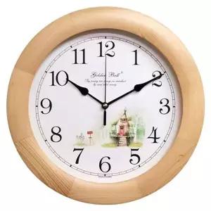 벽걸이 원목 시계 실내 인테리어 32센티 조용한 홈카페 소품 연갈색