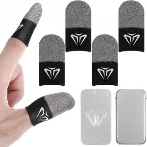 헤클리아 4PCS 게이밍 핑거 슬리브 초박형 0.3mm 실버 파이버 모바일 엄지 장갑 심리스 터치스크린 게임