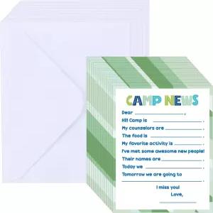 슬립어웨이 안감 여름 캠프를 위한 빈 카드 24세트 봉투가 있는 메모장 어드벤처 문구 용지 채우기 녹색