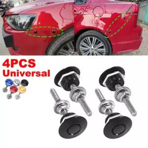 4개 범용 자동차 프론트 범퍼 후드 핀 알루미늄 푸시 버튼 빌렛 퀵 릴리즈 레이싱 엔진 보닛 잠금 래치