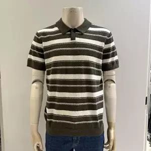 [셀러허브 1]트레몰로 HC09 26SS 여름 스프라이트 26SS 여름 남성 카키 스트라이프 니트 반팔 카라 (47933